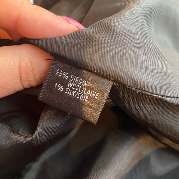 Lafayette 148 Wide Leg Virgin Wool Pant Size 10 Black With White Twill Lines HR - Picture 4 of 9